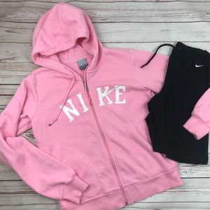 Pink Nike Full Zip Hoodie Fleece Lining Sweater